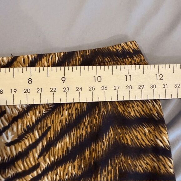 Tiger Print High Waisted Flare Stretch Pants Legging Soft Black Brown Size Small - Picture 6 of 11